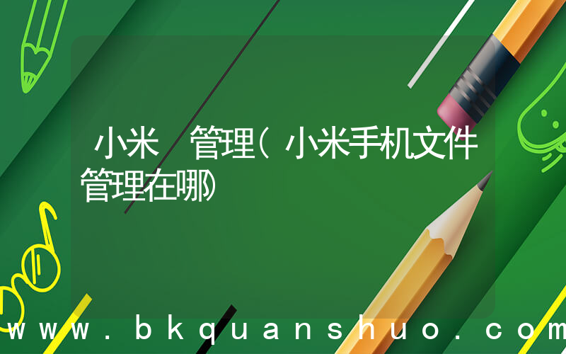 小米 管理(小米手机文件管理在哪)